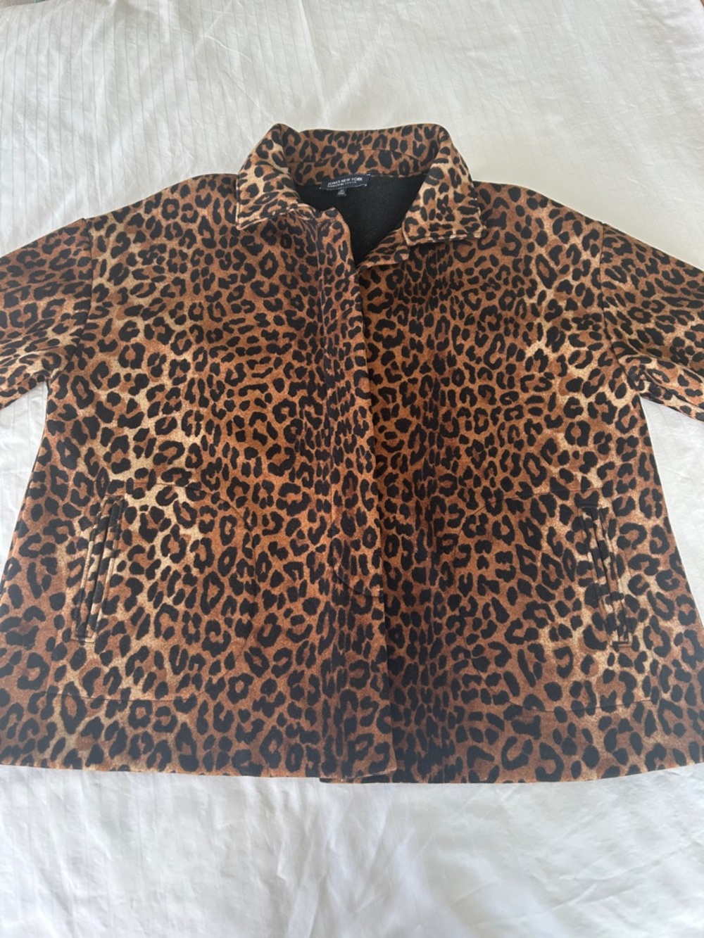 Jones New York Signature Leopard Print Wool Coat Brown Tan Women's Plus 2X - Picture 12 of 17